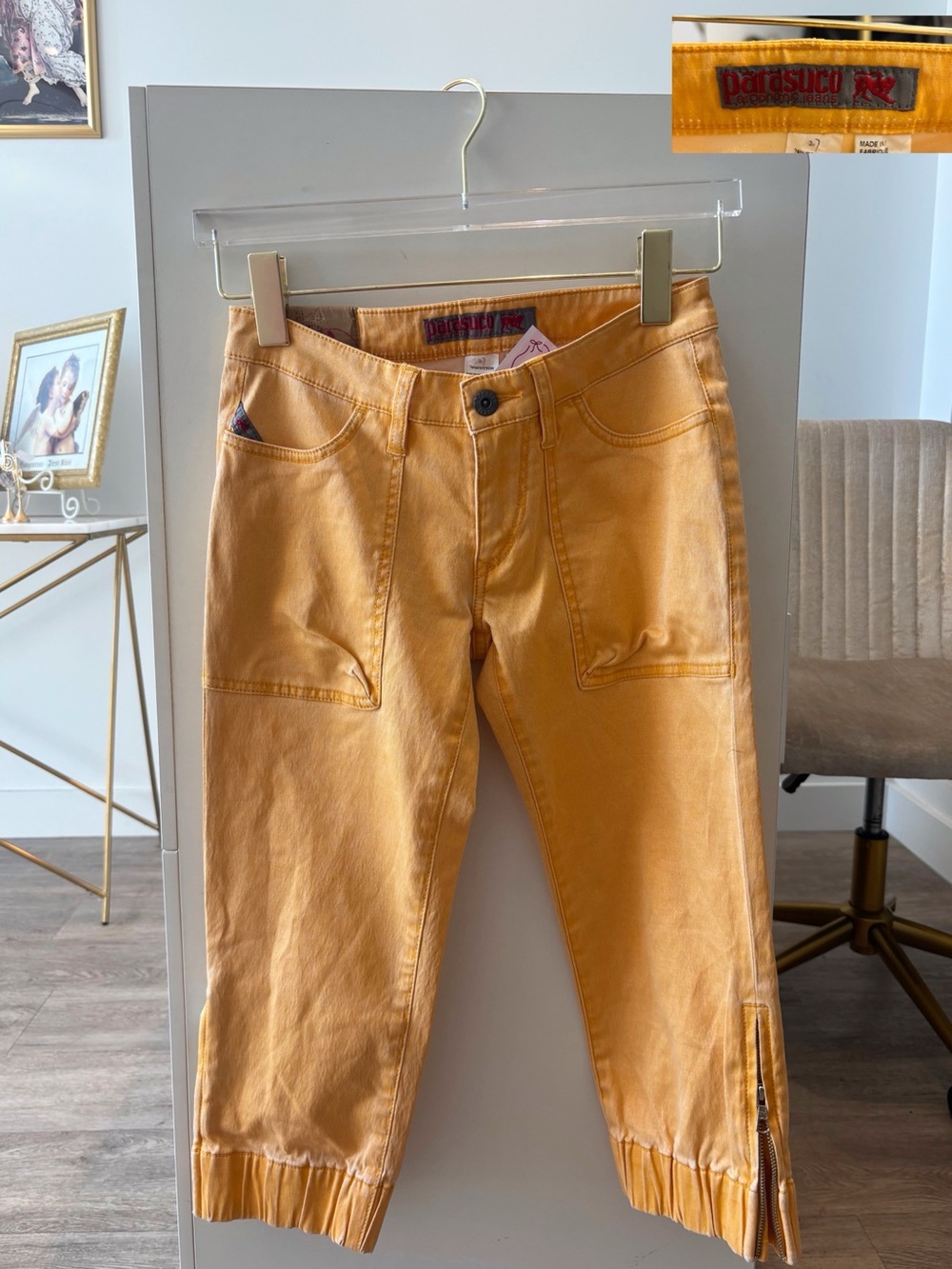 Parasuco Mustard Yellow Utility Capri Jeans | Size 27
